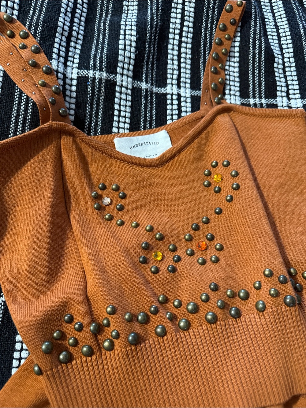 Understated Rust Studded Tank Top